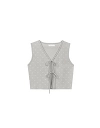 Polka Dot Tie Front Sleeveless Knit Vest Top