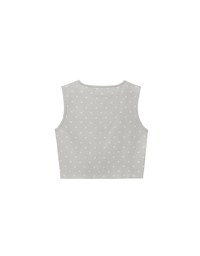 Polka Dot Tie Front Sleeveless Knit Vest Top