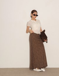 Semi-Sheer Knit Polo Top with Pastel Button Design
