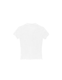 Semi-Sheer Knit Polo Top with Pastel Button Design