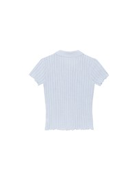 Semi-Sheer Knit Polo Top with Pastel Button Design
