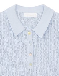 Semi-Sheer Knit Polo Top with Pastel Button Design