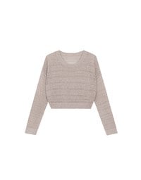 Sheer Striped Knit Relaxed Fit Long Sleeve Sweater