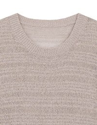 Sheer Striped Knit Relaxed Fit Long Sleeve Sweater