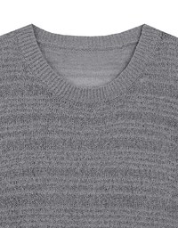 Sheer Striped Knit Relaxed Fit Long Sleeve Sweater