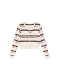 Contrast Striped Knit Button Up Cropped Cardigan