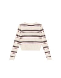 Contrast Striped Knit Button Up Cropped Cardigan