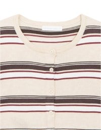 Contrast Striped Knit Button Up Cropped Cardigan