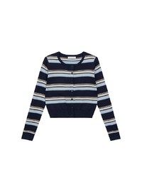 Contrast Striped Knit Button Up Cropped Cardigan