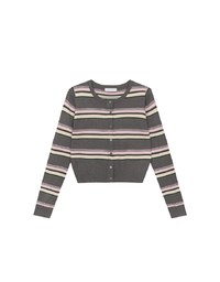 Contrast Striped Knit Button Up Cropped Cardigan