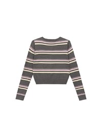 Contrast Striped Knit Button Up Cropped Cardigan