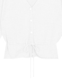 Drawstring Waist V Neck Button Down Knit Cardigan Top