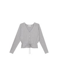 Drawstring Waist V Neck Button Down Knit Cardigan Top