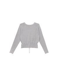 Drawstring Waist V Neck Button Down Knit Cardigan Top