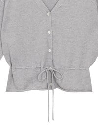 Drawstring Waist V Neck Button Down Knit Cardigan Top