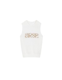 Fluffy Faux Fur Sleeveless Crop Tank Top with AIR SPACE Logo Embroidered