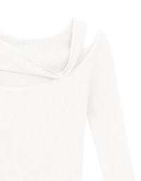 Asymmetrical Cut Out Ribbed Knit Long Sleeve Top