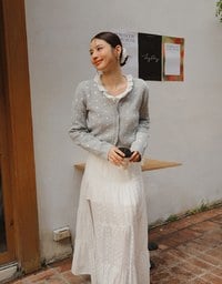 【Ling Cheng Design】Classic Crew Neck Buttoned Knit Cardigan