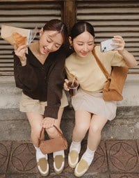 【Ling Cheng Design】Mock Neck Short Sleeve Fitted Ribbed Knit Top