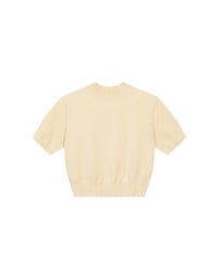【Ling Cheng Design】Mock Neck Short Sleeve Fitted Ribbed Knit Top