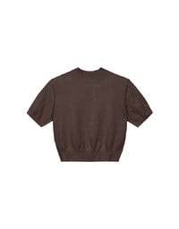 【Ling Cheng Design】Mock Neck Short Sleeve Fitted Ribbed Knit Top