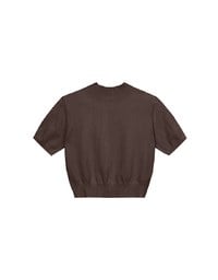 【Ling Cheng Design】Mock Neck Short Sleeve Fitted Ribbed Knit Top