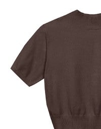 【Ling Cheng Design】Mock Neck Short Sleeve Fitted Ribbed Knit Top