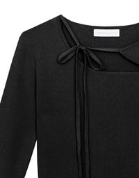 【Ling Cheng Design】Asymmetric Front Tie Knit Long Sleeve Top