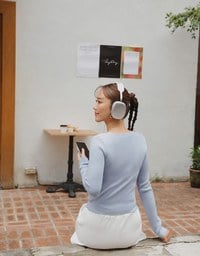 【Ling Cheng Design】Asymmetric Front Tie Knit Long Sleeve Top