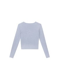 【Ling Cheng Design】Asymmetric Front Tie Knit Long Sleeve Top