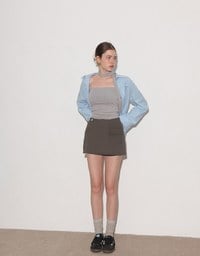 2 Way Convertible Cargo Style Skort with Button Closure