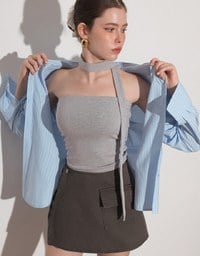 2 Way Convertible Cargo Style Skort with Button Closure