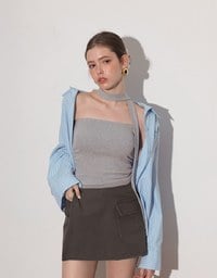 2 Way Convertible Cargo Style Skort with Button Closure