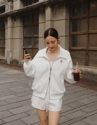 【Ling Cheng Design】Oversized Collar Zip Up Jacket with AIR SPACE Logo Embroidered