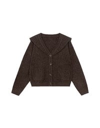 【Ling Cheng Design】Soft Knit Sailor Collar Knit Cardigan with Patch Pockets