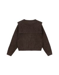 【Ling Cheng Design】Soft Knit Sailor Collar Knit Cardigan with Patch Pockets