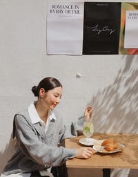 【Ling Cheng Design】Soft Knit Sailor Collar Knit Cardigan with Patch Pockets