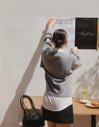【Ling Cheng Design】Soft Knit Sailor Collar Knit Cardigan with Patch Pockets