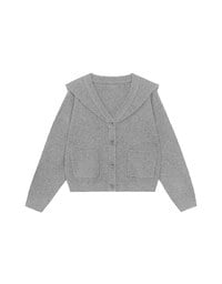 【Ling Cheng Design】Soft Knit Sailor Collar Knit Cardigan with Patch Pockets