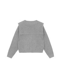 【Ling Cheng Design】Soft Knit Sailor Collar Knit Cardigan with Patch Pockets