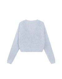 【Ling Cheng Design】Wool Blend V neck Flower Embroidered Button Cardigan