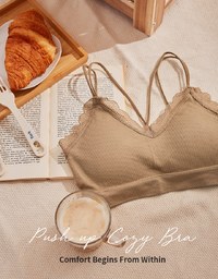 Lace Trimmed Double Crossback Bralette (With Padding)