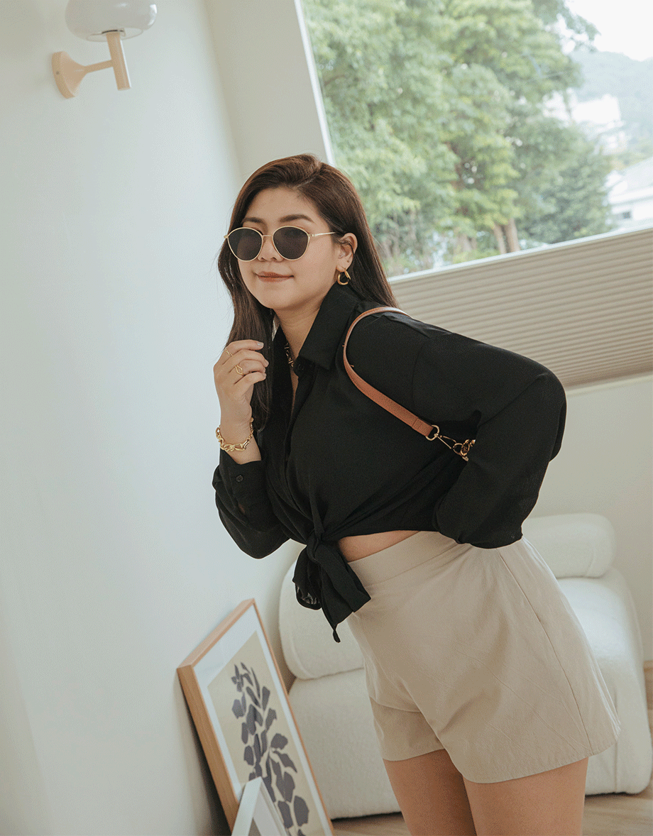 Transparent Sheer Tie-West Crop Blouse