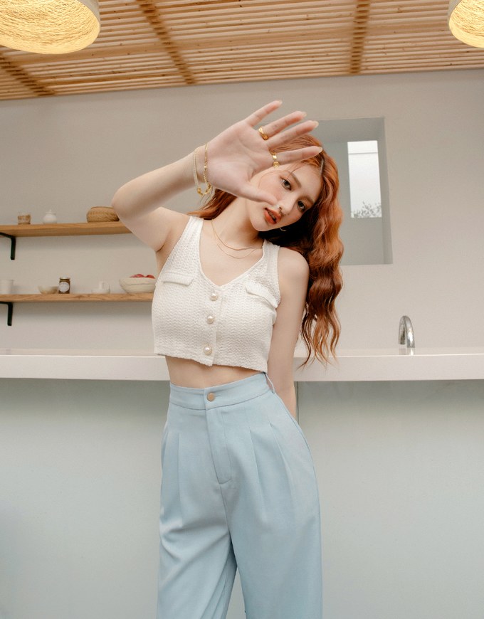 mediam ミディアム　Knit Cropped Camisole パッド付き Knit Cropped Camisole – Mediam