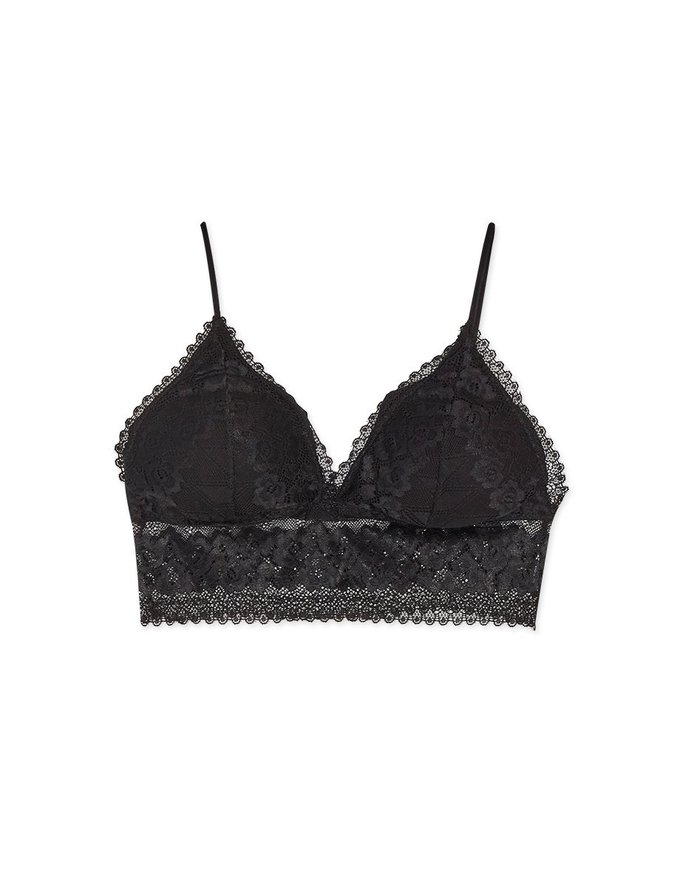 Spaghetti Strap Lace Hem Bra (with detachable bra pad)