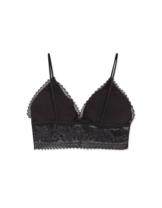 Spaghetti Strap Lace Hem Bra (with detachable bra pad)