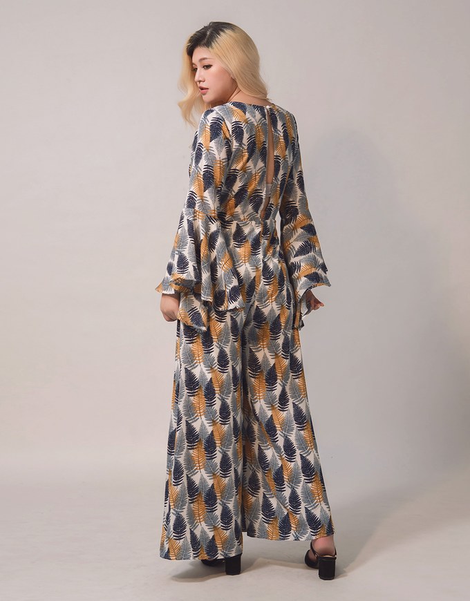 Flare Sleeves Bohemian Printed Jumpsuit