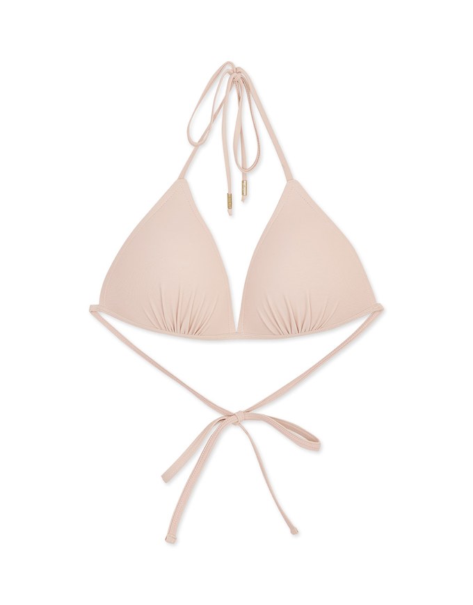 【PUSH UP】Classic Plain Color Bikini Top Single Strap And Bra Padded