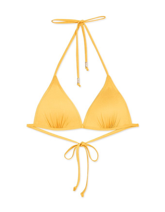 【PUSH UP】Classic Plain Color Bikini Top Single Strap And Bra Padded