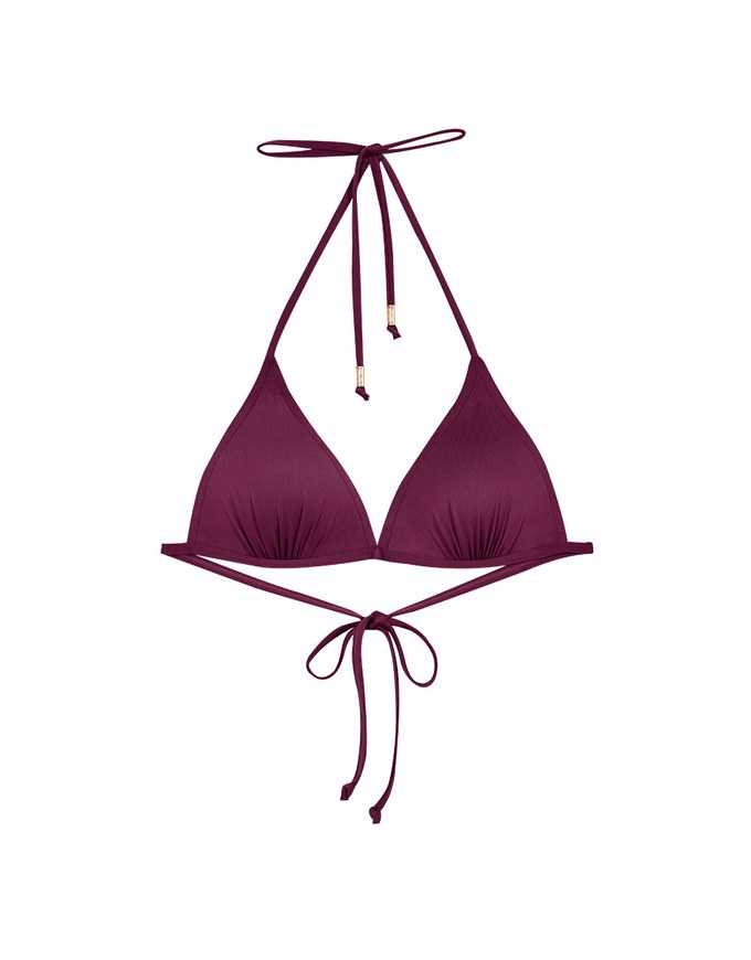 【PUSH UP】Classic Plain Color Bikini Top Single Strap And Bra Padded